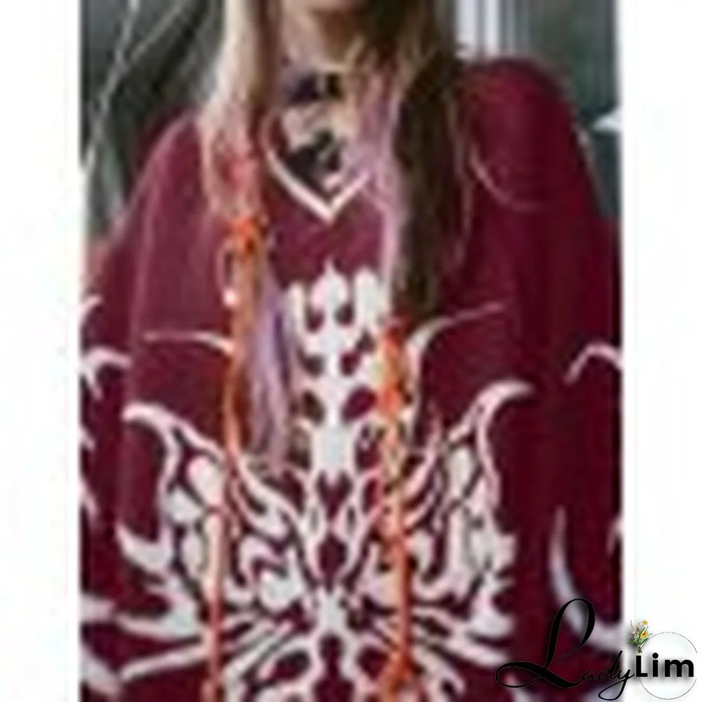 Oversized V Neck Jacquard Pullover Sweater