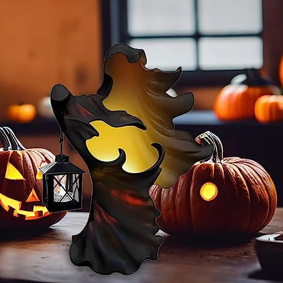 Faceless Ghost Sculpture Halloween Decorations Hell Messenger With Lantern