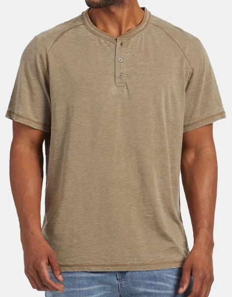 Men's Solid Color Casual Comfort Short Sleeve Button-down Henley