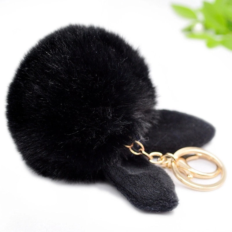 Sweet Artistic Bunny Ears Alloy Rex Rabbit Fur Women’s Keychain