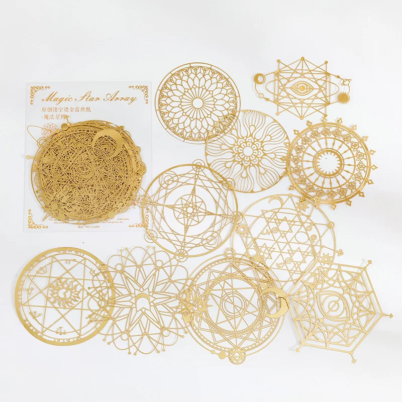 Gilded Hollowed-out Lace Paper Decorative Stickers 10 Pieces 8 Styles-Himinee.com