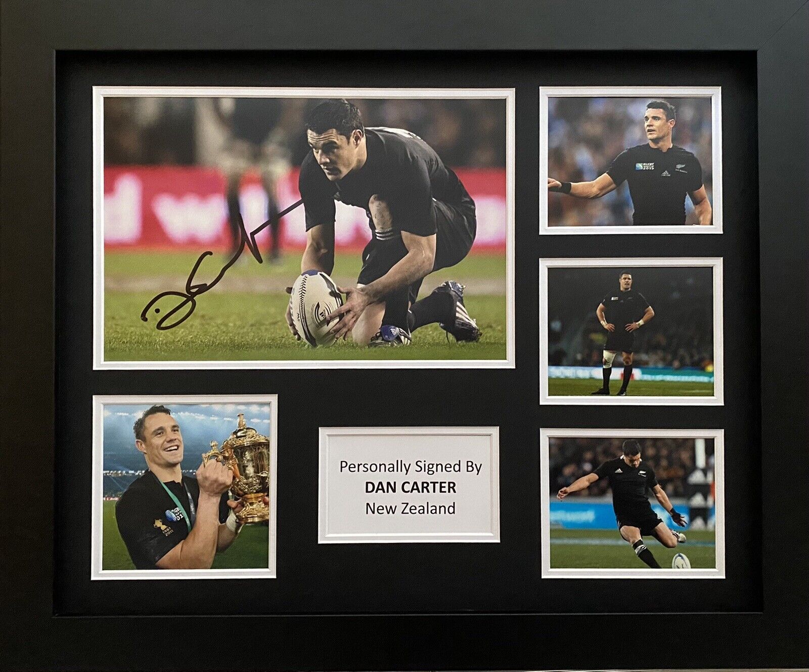 Dan Carter Genuine Signed New Zealand Photo Poster painting In 20x16 Frame Display