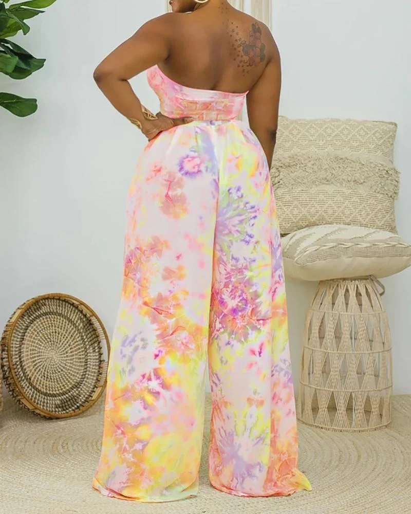 Tie-dye printed two piece set