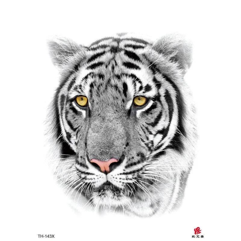 Lion Tiger Cool Temporary Tattoo Sticker Fashion Wolf Waterproof Animal Body Art Arm Tatto Fake Removable Tatoo for Men Women