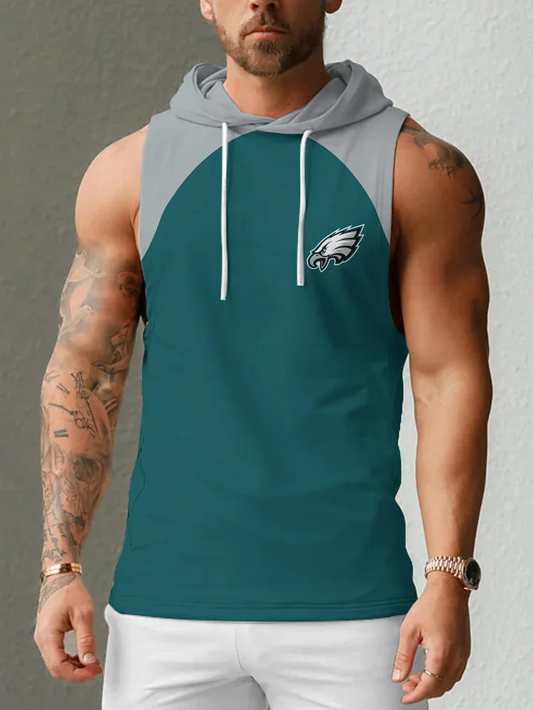 Philadelphia Eagles Men's  Casual Comfy Sleeveless Hooded Tank Top