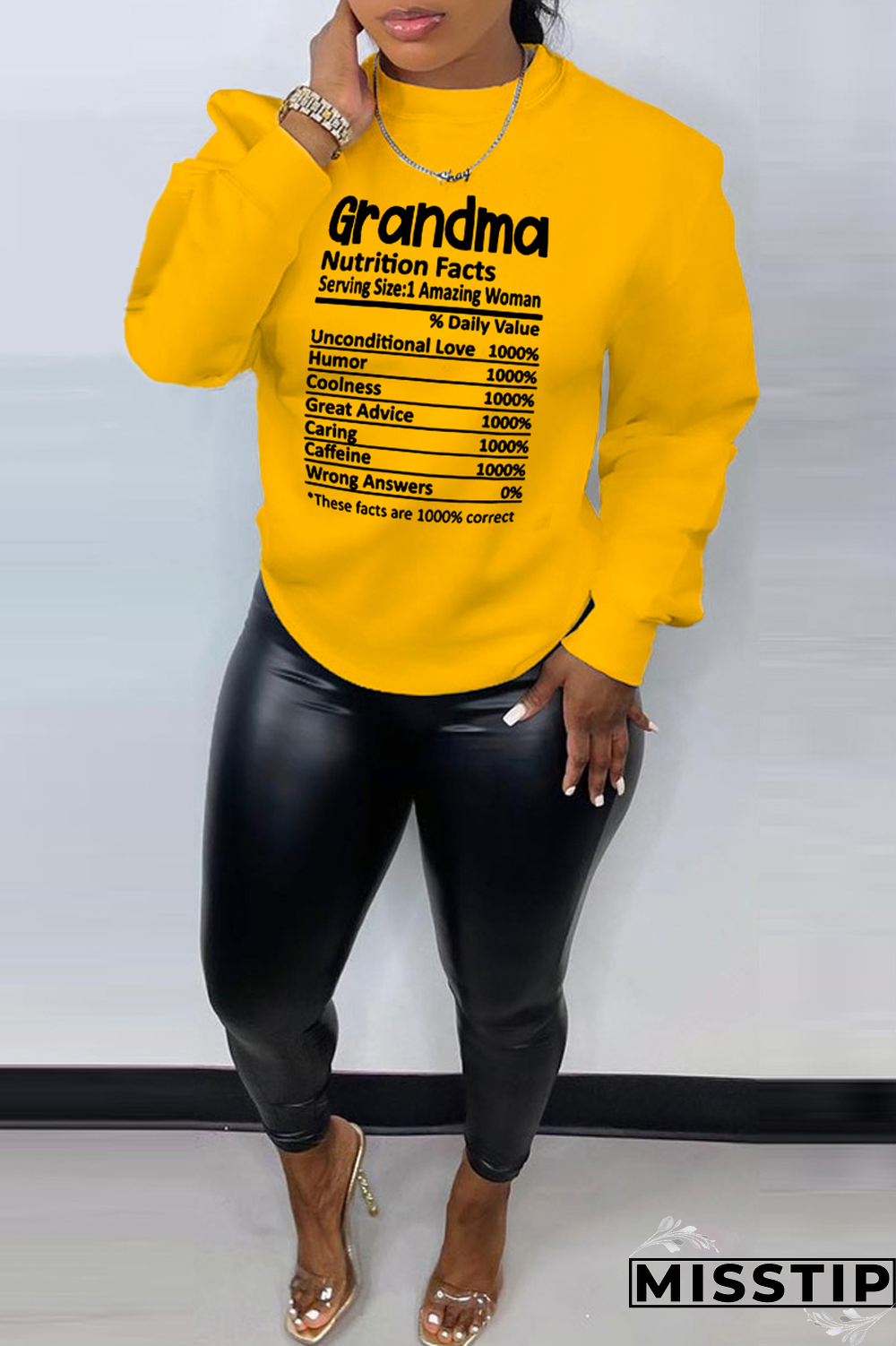 Blue Street Basis Print Patchwork Letter O Neck Tops