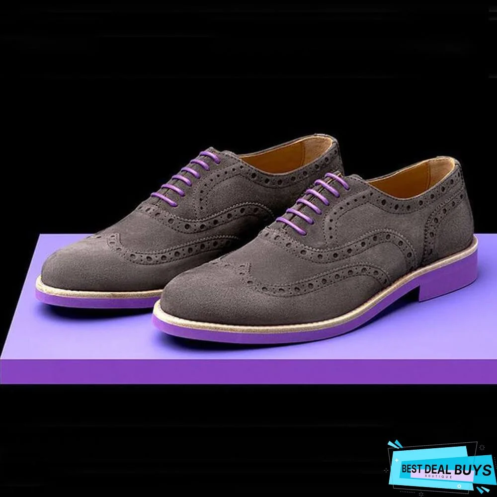Men's Fashion Brogue Carved Suede Shoes