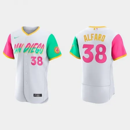 Men's San Diego Padres #38 Jorge Alfaro 2022 White City Connect Flex Base Stitched Baseball Jersey LKEJ
