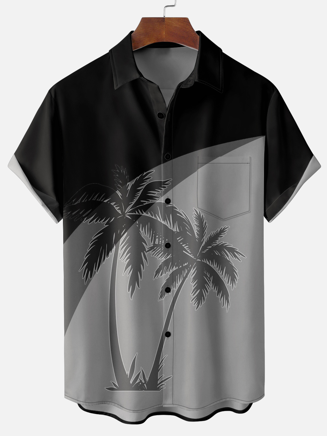 Men's Hawaiian Palm Tree Print Shirt PLUSCLOTHESMAN