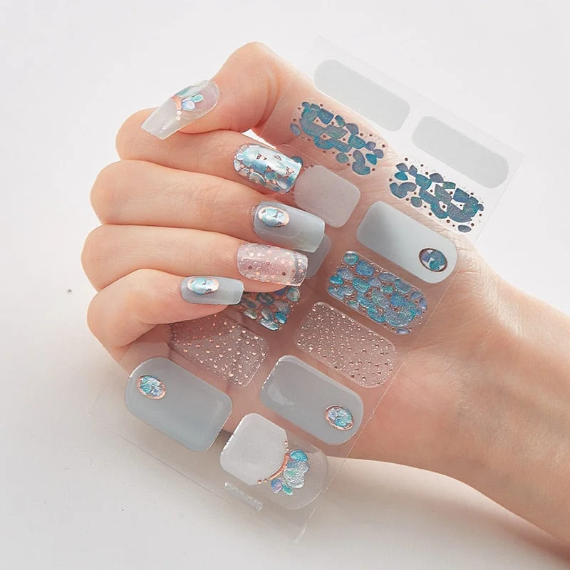 Four Sorts 0f Nail Stickers Nails Art Decoration Manicure Shiny Nail Decoration Decals Plain Stickers Nail Accesoires Women-Nail Inspo