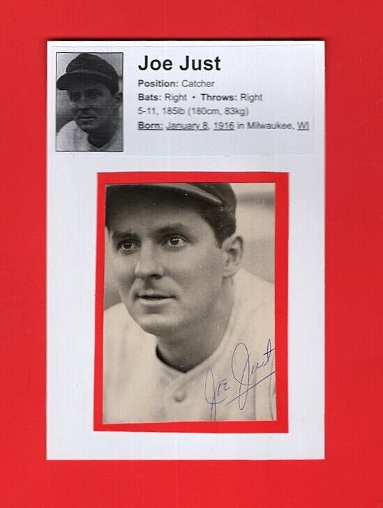 1944-45 JOE JUST-CINCINNATI REDS 4X6 AUTOGRAPHED SEMI-GLOSS Photo Poster painting-(d.2004)