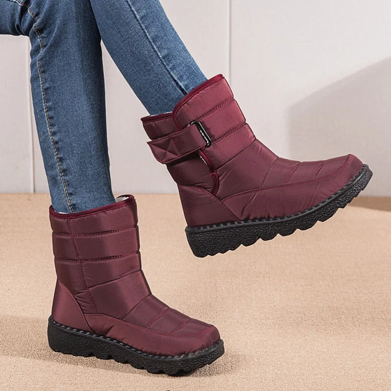 2021 New Winter High-top Plush Boots Water Proof Hook & Loop Plus Velvet Women's Shoes Long Tube Outdoor Snow Boots