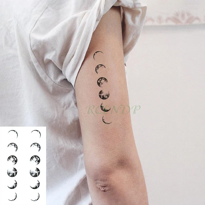 Waterproof Temporary Tattoo Sticker curved moon eclipse tatto flash tatoo fake tattoos for men women