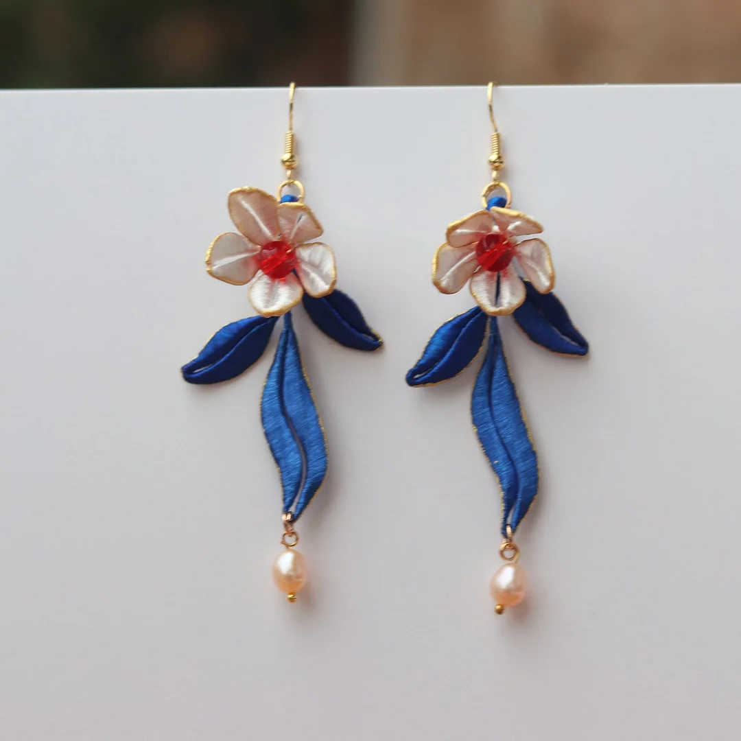 Wrapped Silk Flowers Earrings
