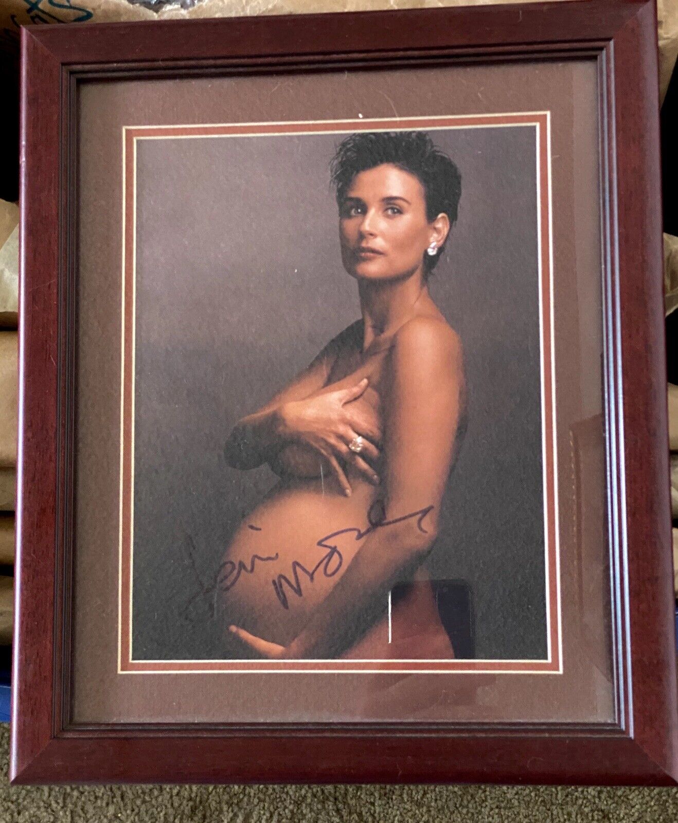 Demi Moore Autographed Signed Pregnant Framed Photo Poster painting 12x14