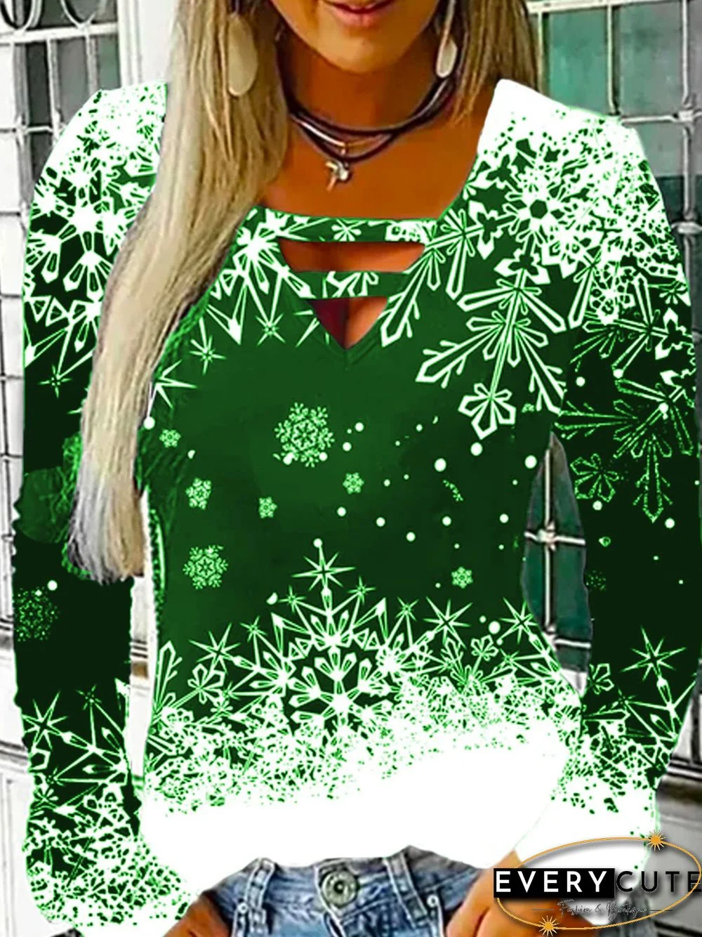 V Neck Cotton Blends T-shirt