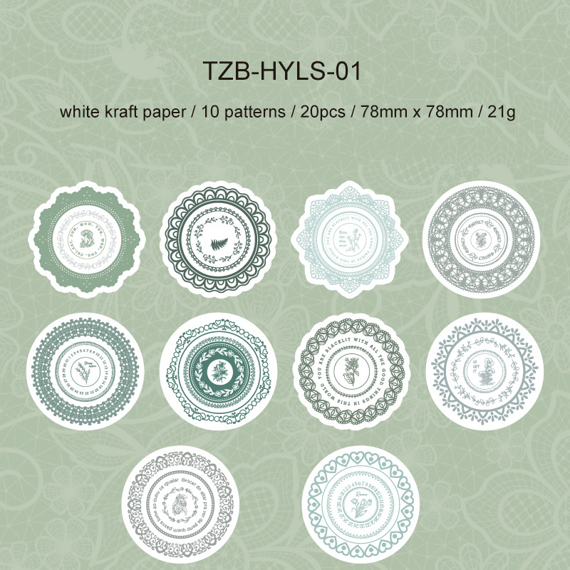 Sticker - Flower Language Lace Series Vintage Round Lace 