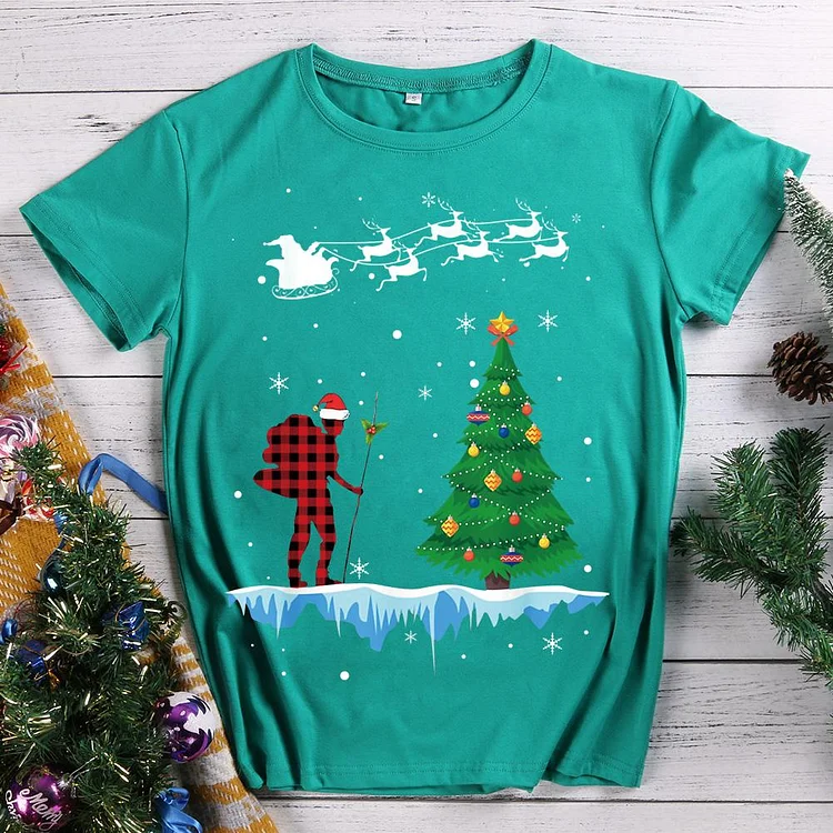 Happy Hiking Christmas T-Shirt Tee -06428-Annaletters