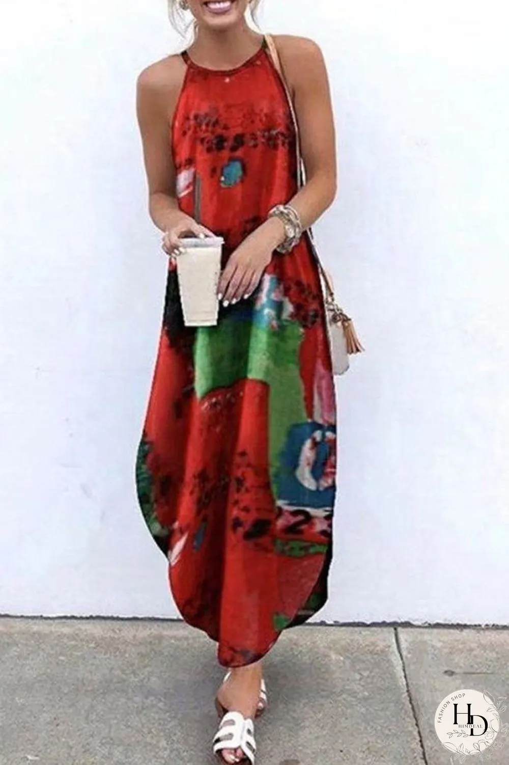 Halter Neck Swallowtail Line Dress
