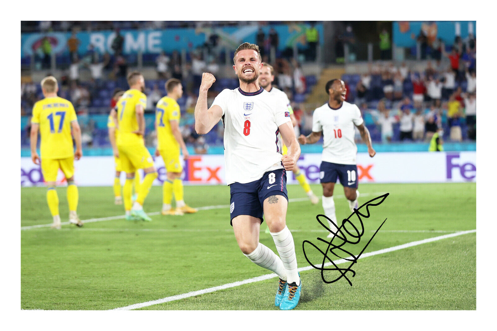 Jordan Henderson England Euro 2020 Signed A4 Photo Poster painting Print 2021