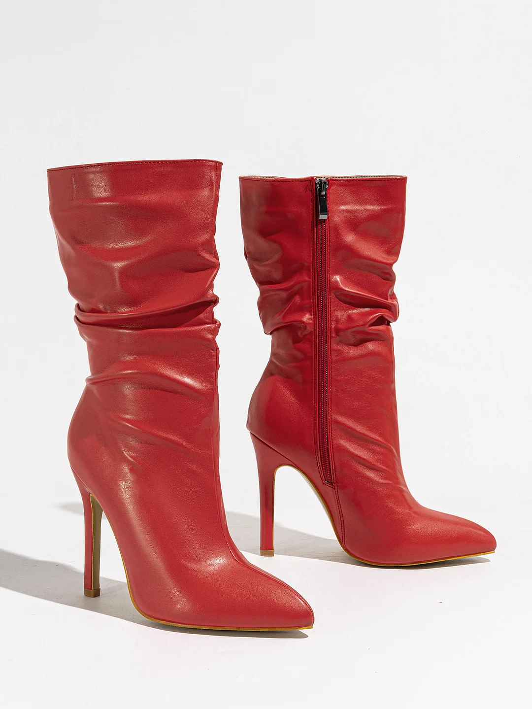 Yyvonne Fine And Short Boots Woman Walking Show High Heel Side Zipper Character Feet Naked