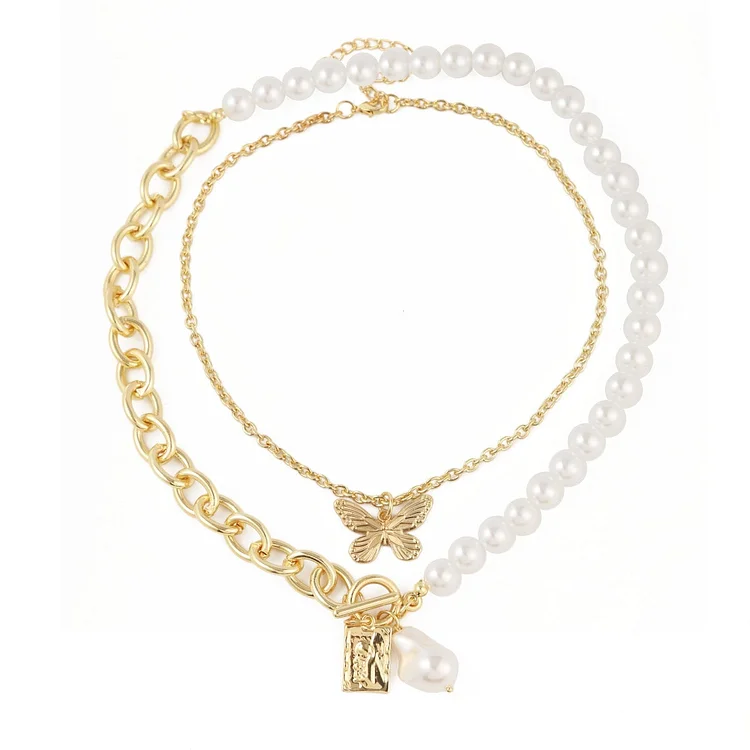 Tinyname® Women's Chain Butterfly Pearl Clavicle Chain