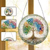 (Upgrade Size)DIY Diamond Painting Art  Double Sided Effect Pendant Colorful Stained Glass Hanging Ornament Kit(Tree)