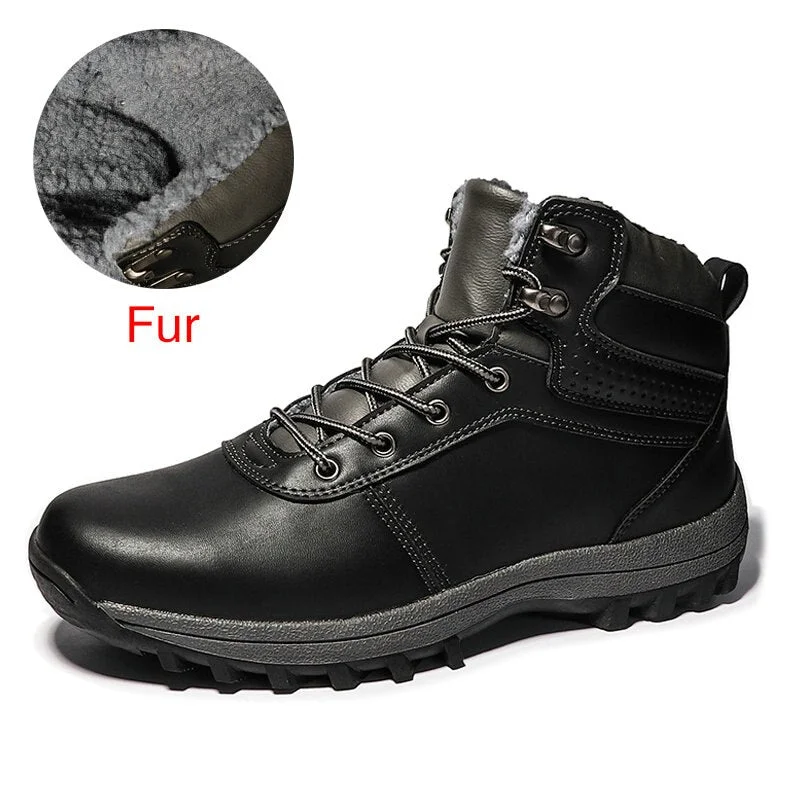 DEKABR Brand Genuine Leather Autumn Winter Warm Fur Classic Snow Boots Male Motorcycle Boots Men Warm Ankle High Top Men's Boots
