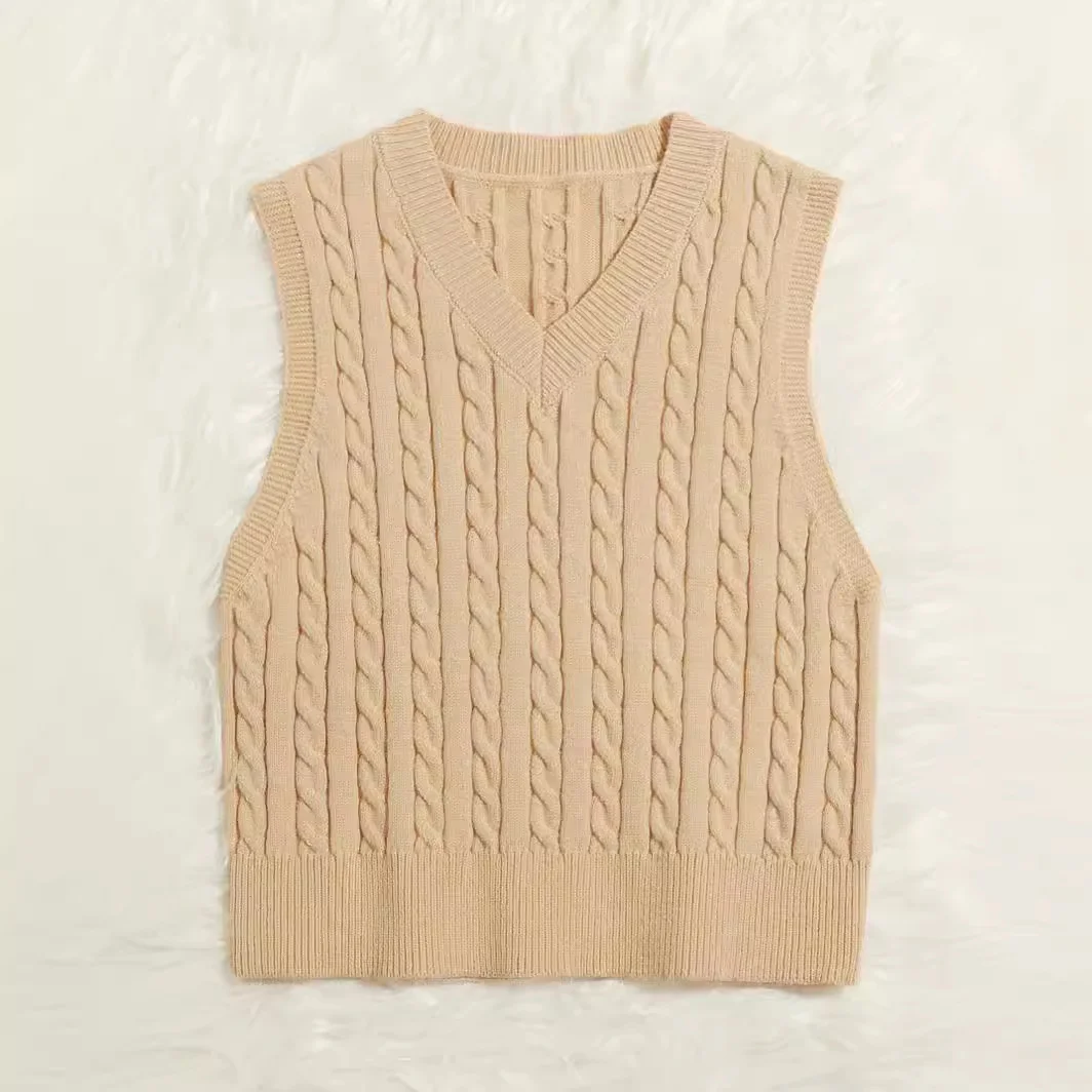 Wongn Wongn Sweaters Women's Knitted Vest Jumper V-Neck Vest Sweater Sleeveless Top Women