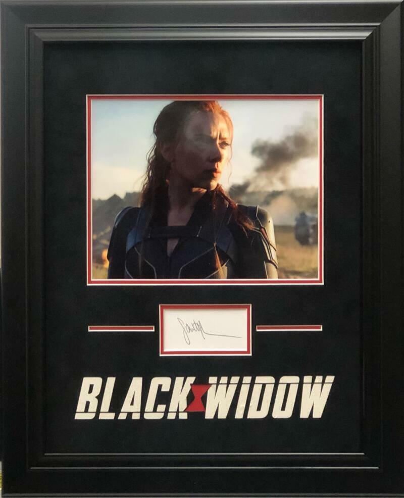 SCARLETT JOHANSSON SIGNED AUTOGRAPH FRAMED BLACK WIDOW DISPLAY - MARVEL, RARE!