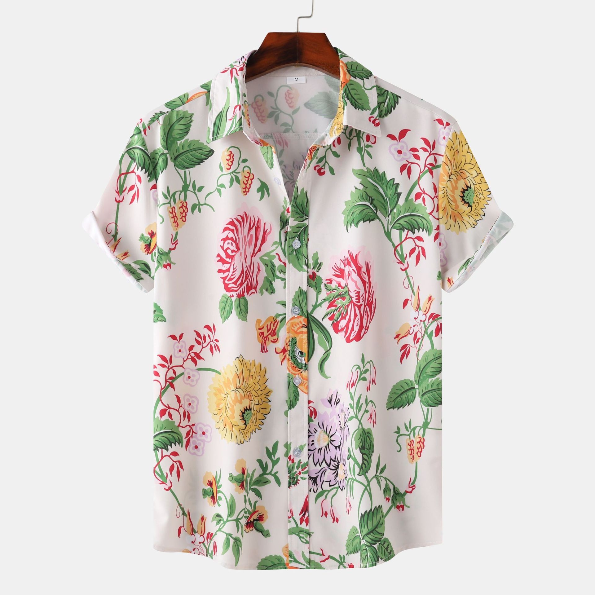 Men's casual and fashionable Hawaiian beach vacation printed short sleeved shirt PLUSCLOTHESMAN