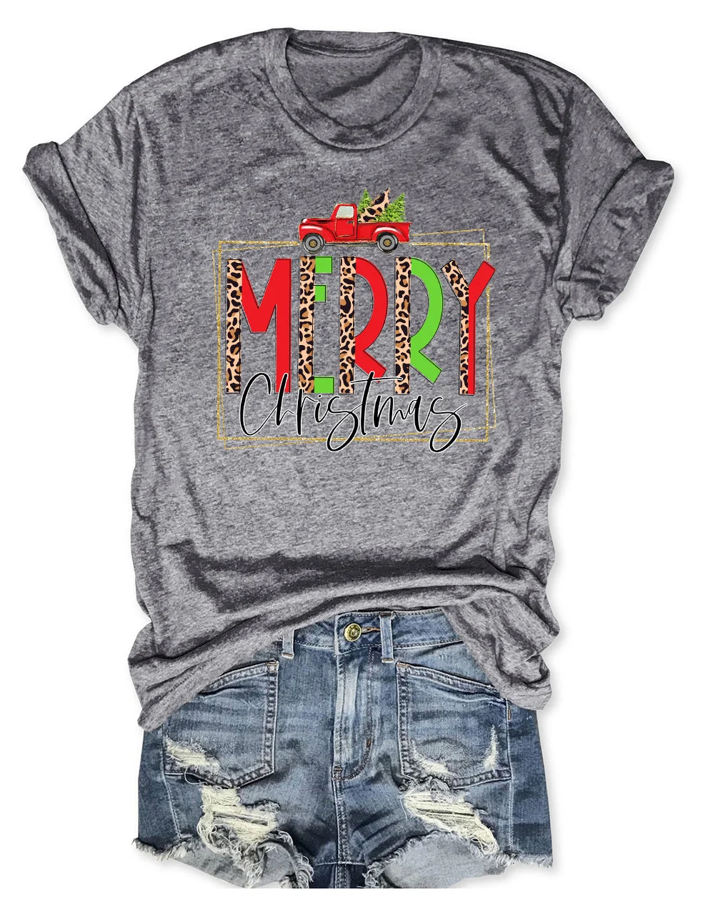Leopard Merry Christmas Truck T-Shirt