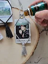 Macrame Instant Photo Rearview Mirror Car Charm and Oil Diffuser. Car Accessories. Rearview Mirror Hanging. Essential Oil Accessory (Beige)