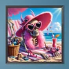 (40*40cm)Beach Skull Girl - Full Round Drill Diamond Painting