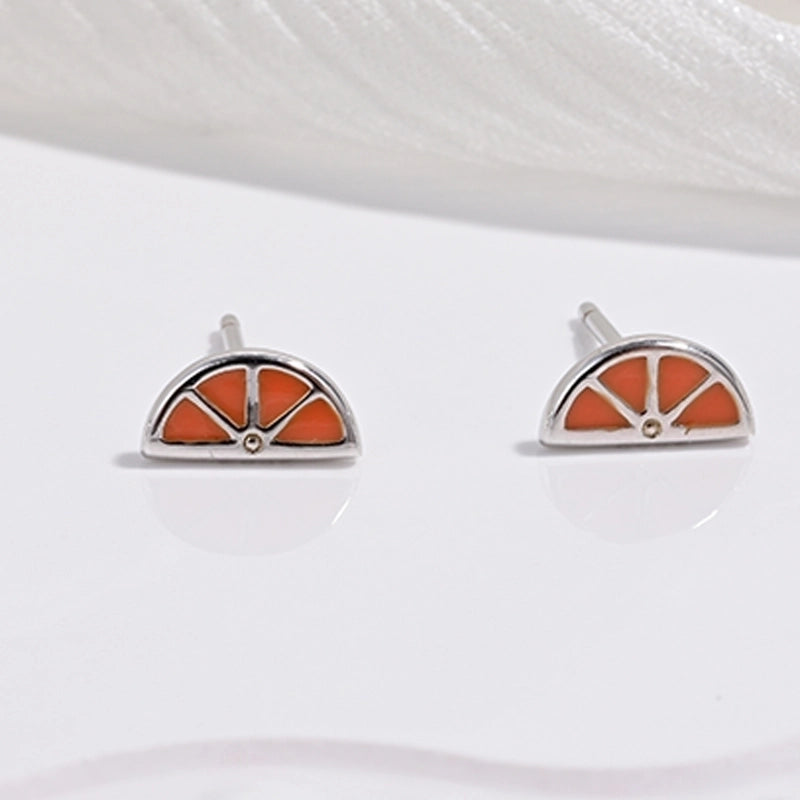 1 Pair 22K Gold Plated Rhodium Plated 925 Sterling Silver 925 Sterling Silver Earrings Peach Carrot Apple Ear Studs