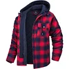 Autumn and Winter Thick Cotton-padded Plaid Long-sleeved Loose Hooded Men's Jacket