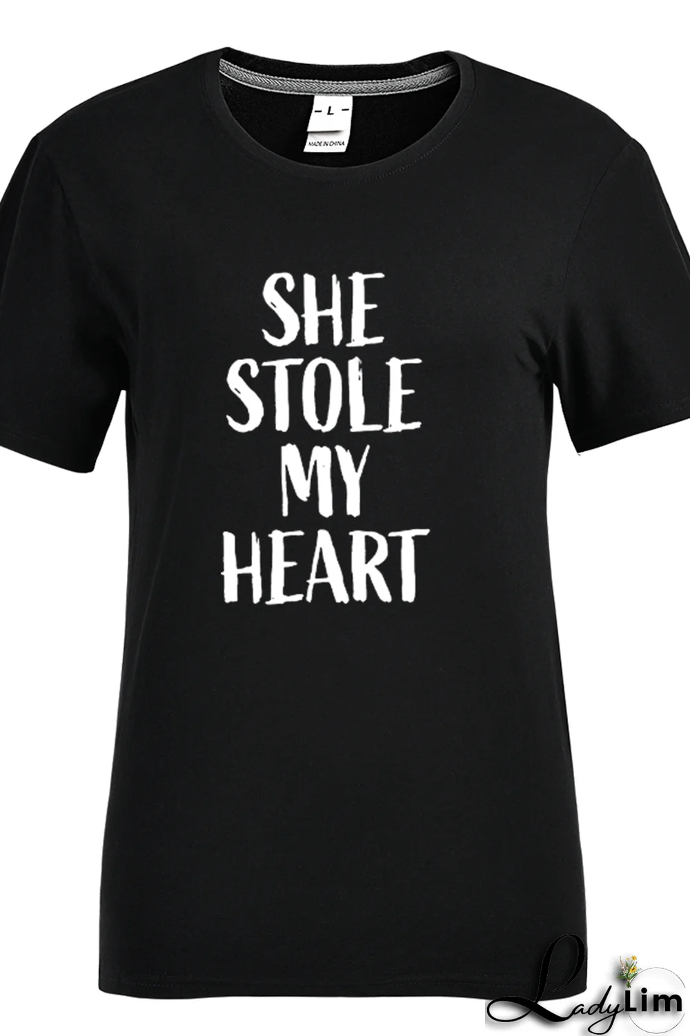 Black Fashion Street Print Split Joint Letter O Neck T-Shirts