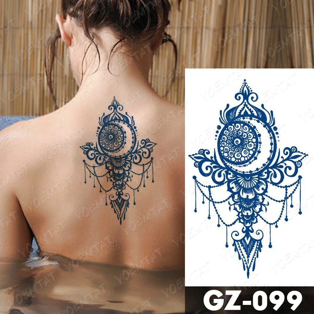 Juice Lasting Waterproof Temporary Tattoo Stickers Lotus Totem Flower Mandala Flash Tattoos Ink Fatima Hand Body Art Fake Tatto