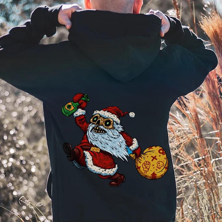Zombie Santa with Presents and Booze Christmas themed Hoodie