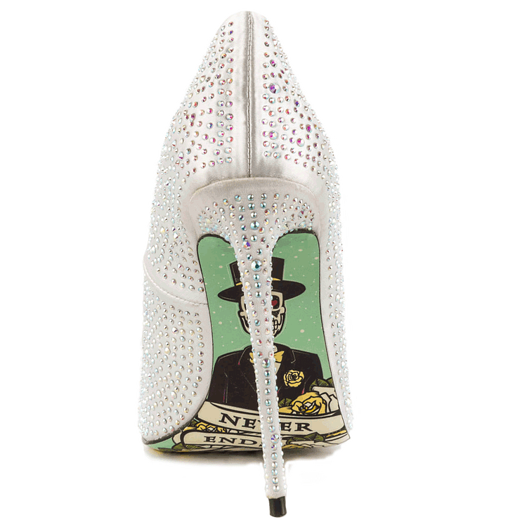 Corpse Bride Rhinestone Heels Hotfix Stiletto Heel Halloween Pumps |FSJ Shoes