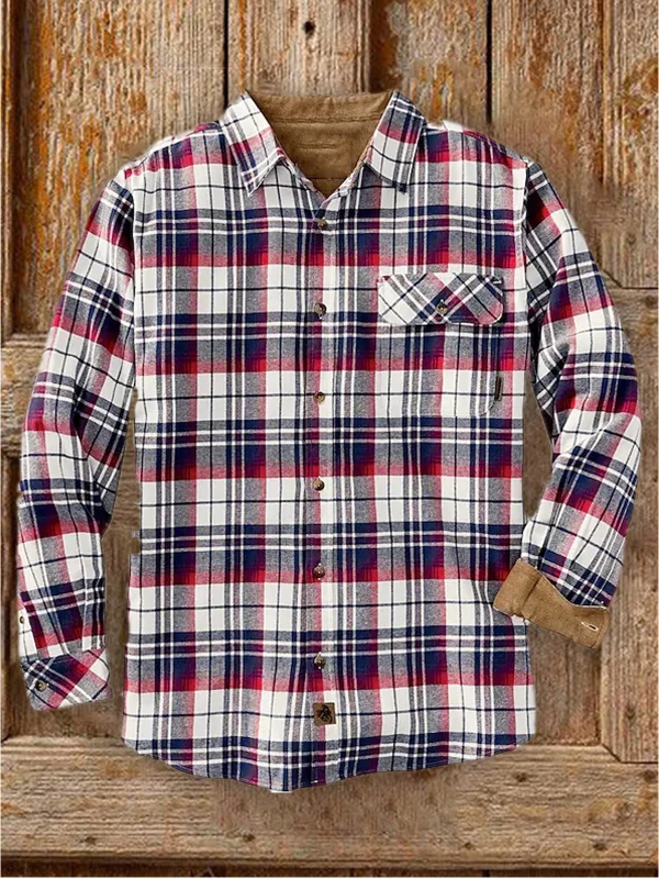 Men's Plaid Casual Versatile Long Sleeve Shirt