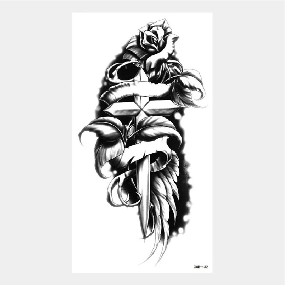 Sdrawing Tattoo Stickers Animal Tatoo Sticker Flying Dragon Wolf Head Tiger Dream Catcher Fake Tatto Body Art Makeup Stickers