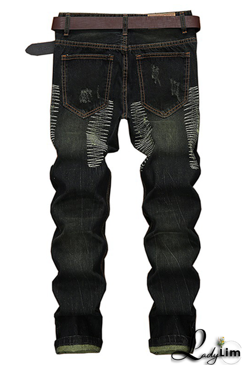 Blue Street Patchwork Tassel Ripped Make Old Bottoms