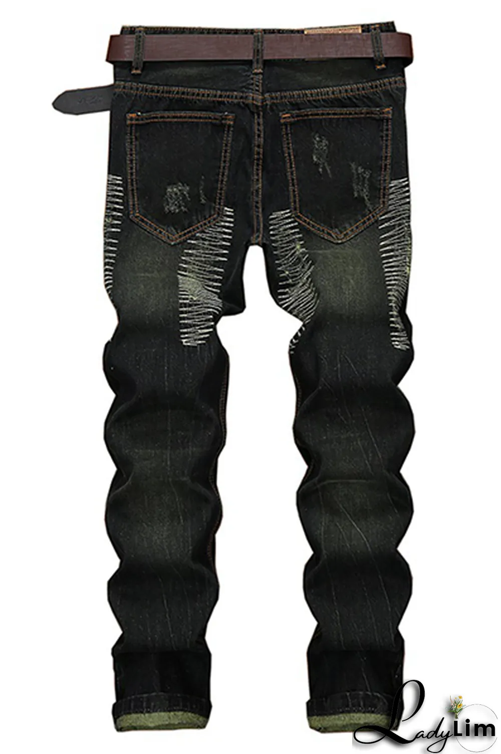 Blue Street Patchwork Tassel Ripped Make Old Bottoms