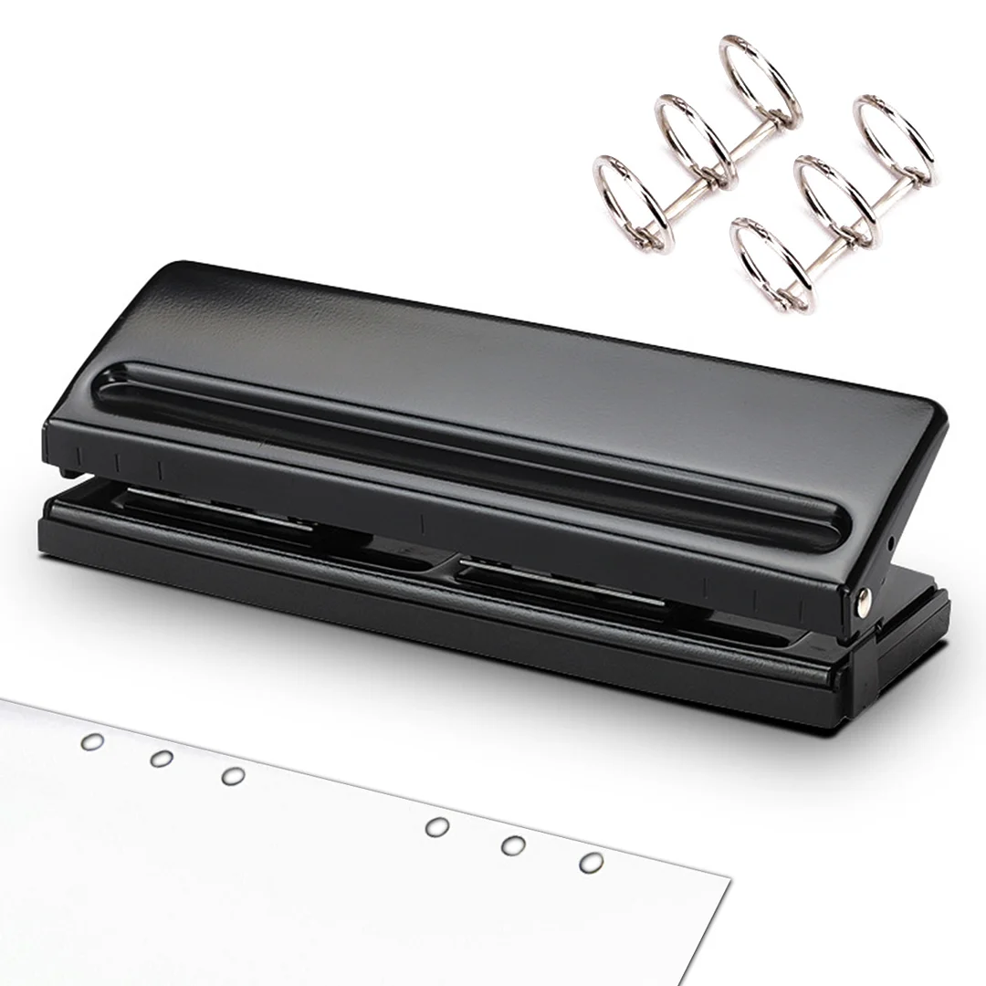 6-Hole Punch, Binder Punch, Six-hole Adjustable Punching Machine Paper  Puncher for A4 A5 A6 B7 Organiser Ring Binder-5.5 mm Hole Diameter, 10  Sheets Punch Capacity（Black） : Buy Online at Best Price in