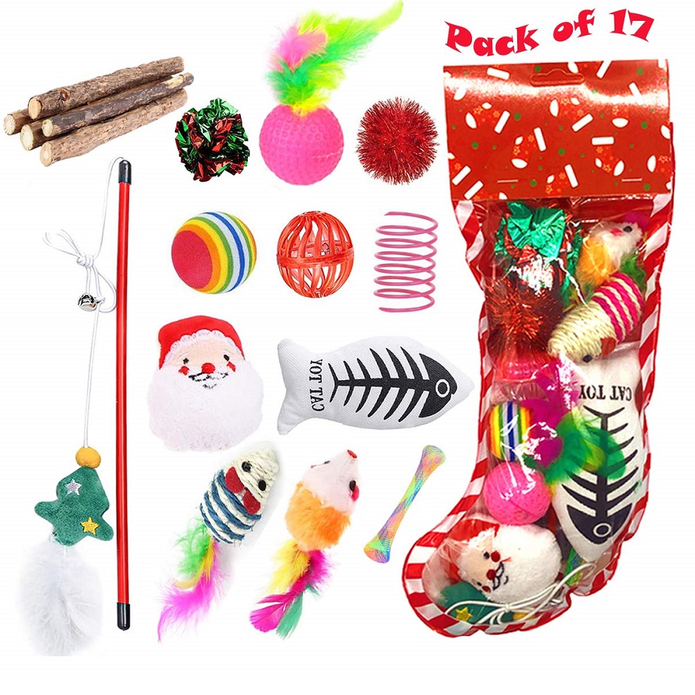 

17piece set Christmas set of cat toys and cat sticks, 501 Original