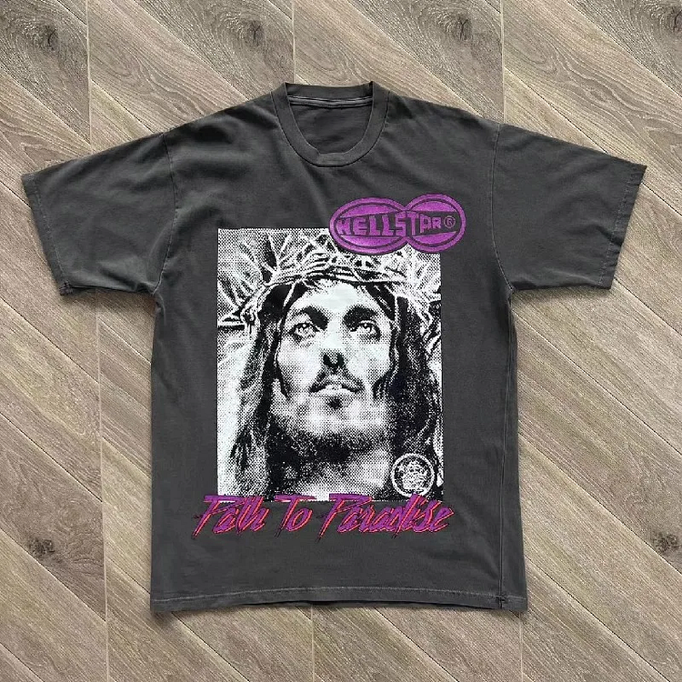 Vintage Hell Jesus High Street Print Casual Cotton T-Shirt SOPULA