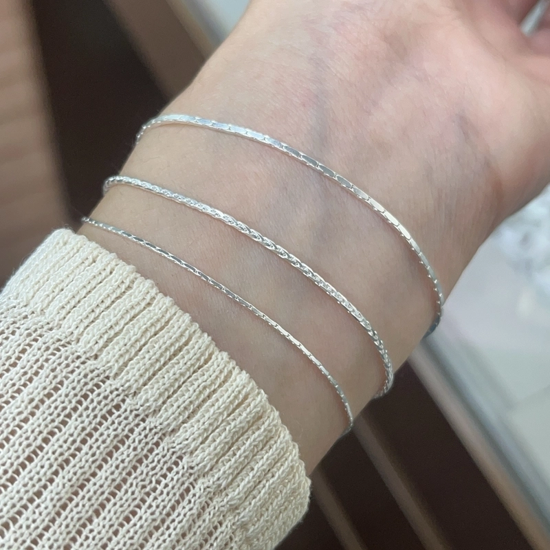 925 Sterling Silver Ball Chain Snake Chain Bracelets Elegant Minimalist