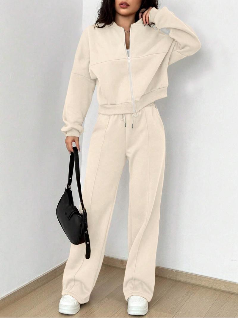 Women's Casual Striped Long Sleeve Zipper Jacket and Pants Set, Airport Wear, Fitted Natural Waist, Regular Length, All Seasons Women's Casual Striped Long Sleeve Zipper Jacket and Pants Set, Airport Wear, Fitted Natural Waist, Regular Length, All Seasons