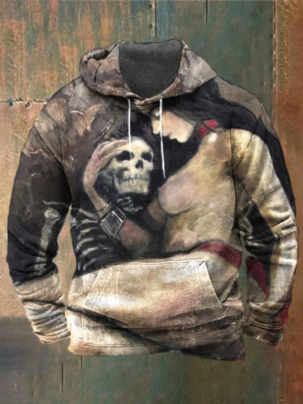 Unisex Skull Print Heavyweight Hoodies